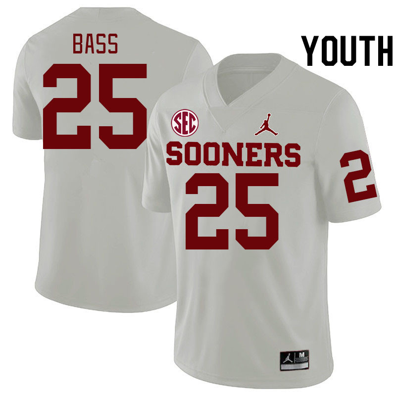 Youth #25 Andy Bass Oklahoma Sooners 2024 SEC Conference College Football Jerseys-White